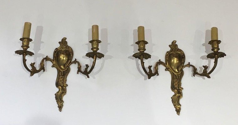 Louis XV Style Wall Lights in Bronze, Set of 2-BA-1365534