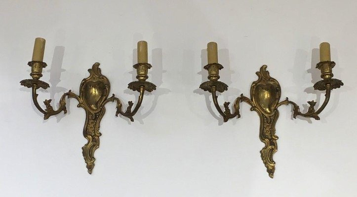 Louis XV Style Wall Lights in Bronze, Set of 2-BA-1365534