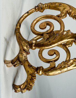 Louis XV Torch Wall Sconces in Wrought Iron with Turned Wooden Parts Gilded with Gold Leaf, Italy, Set of 2-RAQ-2033400