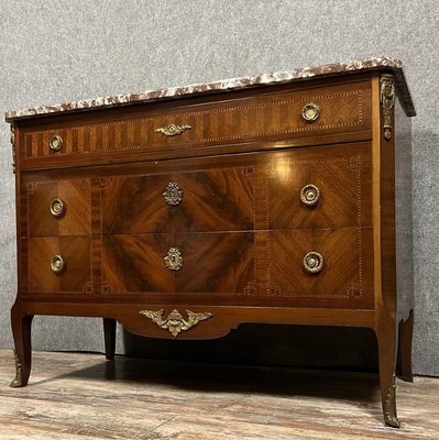 Louis XV Transition Chest of Drawers in Precious Wood Marquetry, 1920s-MWB-2035913