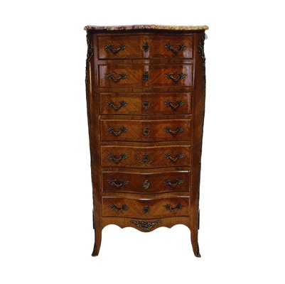 Louis XV Walnut Chest of Drawers with Marble Top-ZCZ-2017119