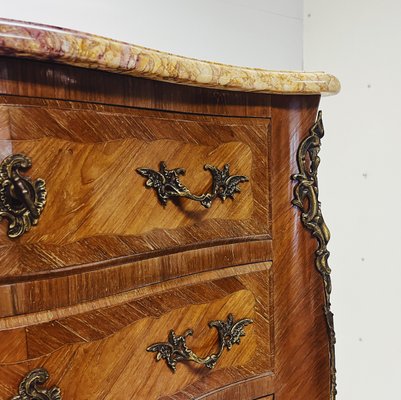 Louis XV Walnut Chest of Drawers with Marble Top-ZCZ-2017119