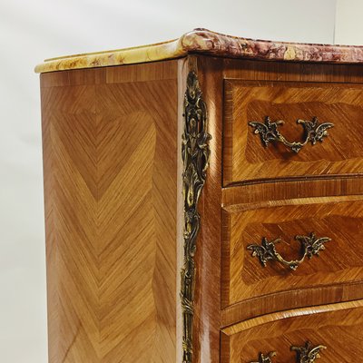 Louis XV Walnut Chest of Drawers with Marble Top-ZCZ-2017119