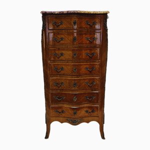 Louis XV Walnut Chest of Drawers with Marble Top-ZCZ-2017119