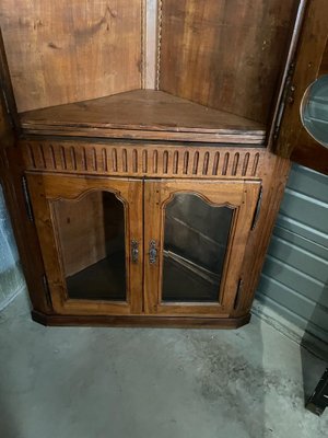 Louis XV Walnut Showcase Corner Cabinet with Cubic Marquetry by Oeben, 18th Century-UQL-941883