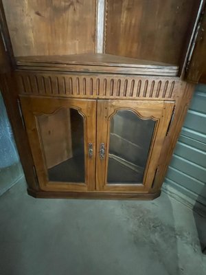 Louis XV Walnut Showcase Corner Cabinet with Cubic Marquetry by Oeben, 18th Century-UQL-941883