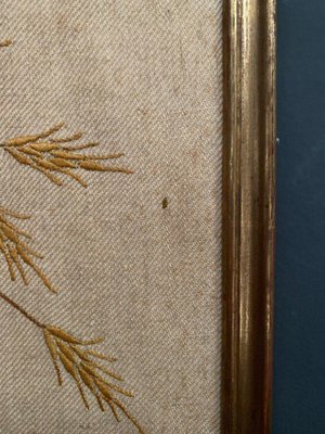 Louis XVI Bird Decoration Baguette Frame Embroidered Panel, 1890s-QKG-1813264