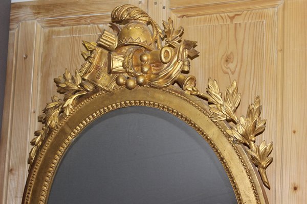 Louis XVI Carved Golden Wood Mirror-BCR-1240152