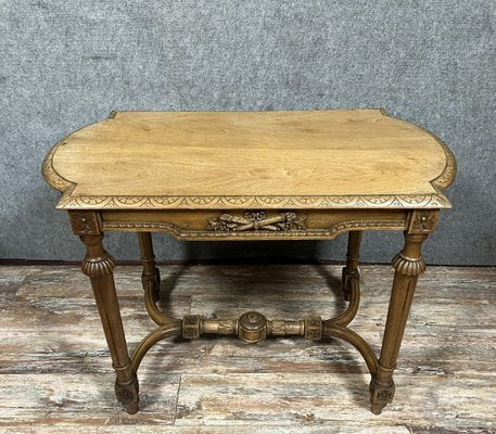 Louis XVI Ceremonial Table in Blond Walnut with Animated Top with Gadrooned Edges, 1880s-MWB-2035872