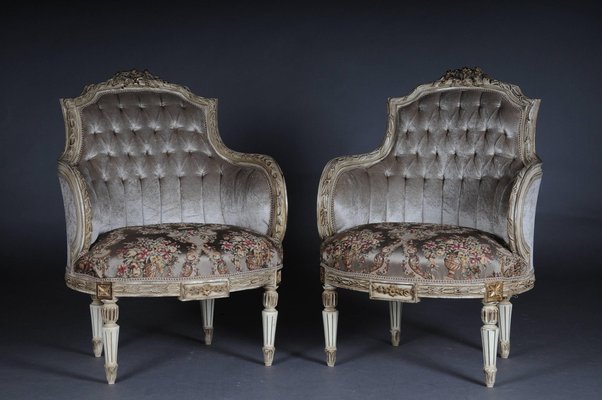 Louis XVI French Sofa and Armchairs, Set of 3-FLW-1402299