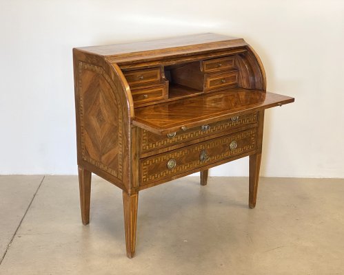 Louis XVI Italian Walnut Roller Writing Desk-NPC-1804247