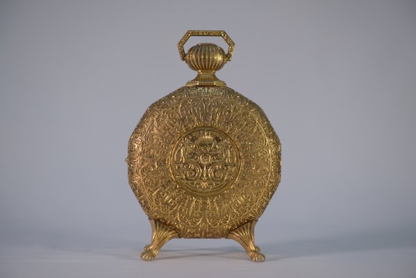 Louis XVI Lancel Paris Bronze Clock in the shape of a Pocket Watch, 1970s-NEN-2017578