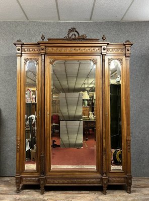 Louis XVI Library Cabinet with Projection in Walnut, 1850s-MWB-2043350