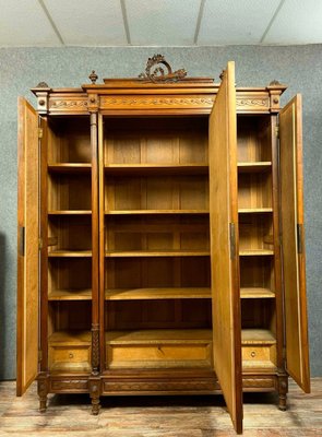 Louis XVI Library Cabinet with Projection in Walnut, 1850s-MWB-2043350