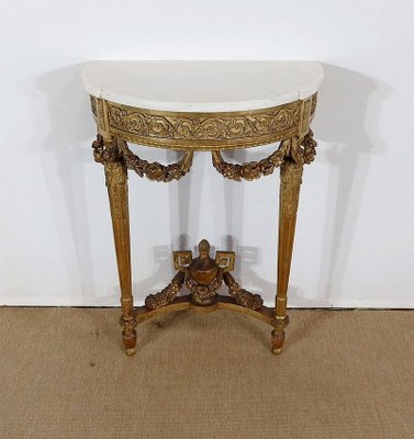 Louis XVI Mid 19th Century Marble and Gilded Wood Half-Moon Support Console-RVK-1316686