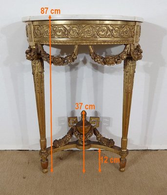 Louis XVI Mid 19th Century Marble and Gilded Wood Half-Moon Support Console-RVK-1316686