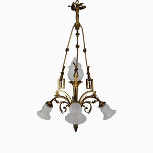 Louis XVI Neoclassical Style Hanging Light in Gilded Bronze, 1890s-XNH-1804501