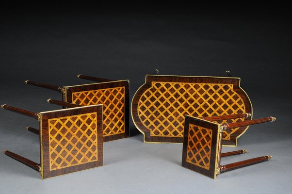 Louis XVI Nesting Tables in Marquetry Veneer, Set of 4-FLW-1402059