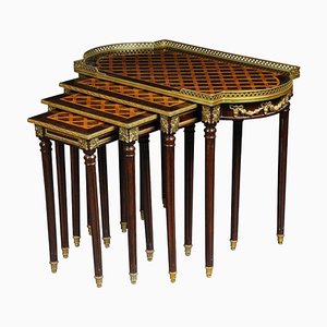 Louis XVI Nesting Tables in Marquetry Veneer, Set of 4-FLW-1402059