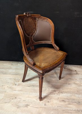 Louis XVI Office Armchair in Walnut with Cannage-IBO-2020405