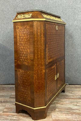 Louis XVI Pagoda Secretaire with Flap in Cubic Marquetry-MWB-999555