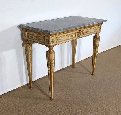 Louis XVI Style 19th-Century Marble and Golden Wood Console Table-RVK-1279195