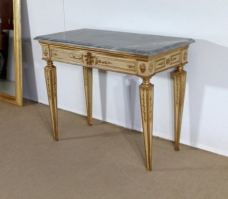 Louis XVI Style 19th-Century Marble and Golden Wood Console Table-RVK-1279195