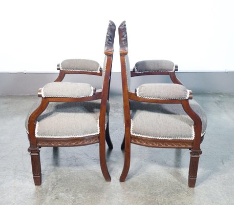 Louis XVI Style Armchairs in Walnut, 1920s, Set of 2-OJE-1702408