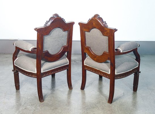 Louis XVI Style Armchairs in Walnut, 1920s, Set of 2-OJE-1702408