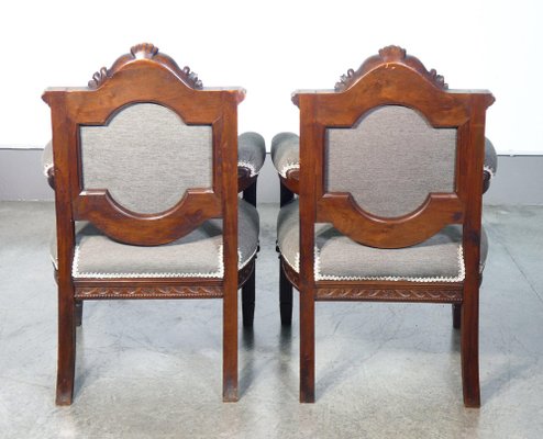 Louis XVI Style Armchairs in Walnut, 1920s, Set of 2-OJE-1702408