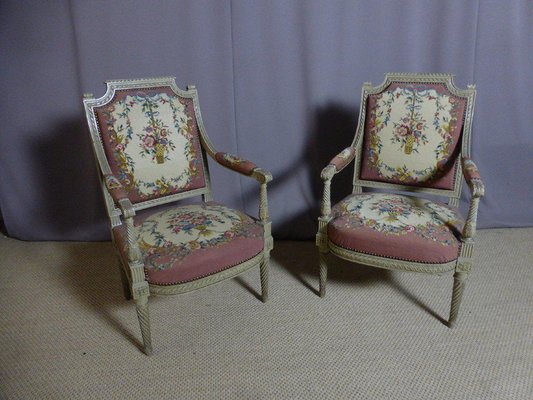 Louis XVI Style Armchairs, Set of 2-WSV-1409665