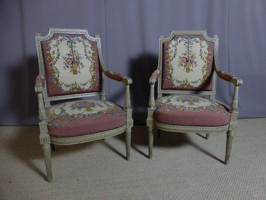 Louis XVI Style Armchairs, Set of 2-WSV-1409665