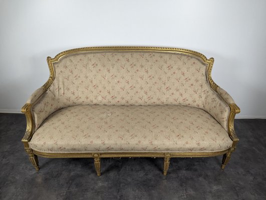 Louis XVI Style Bench in Gilded Wood-HLV-2024397