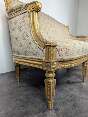 Louis XVI Style Bench in Gilded Wood-HLV-2024397