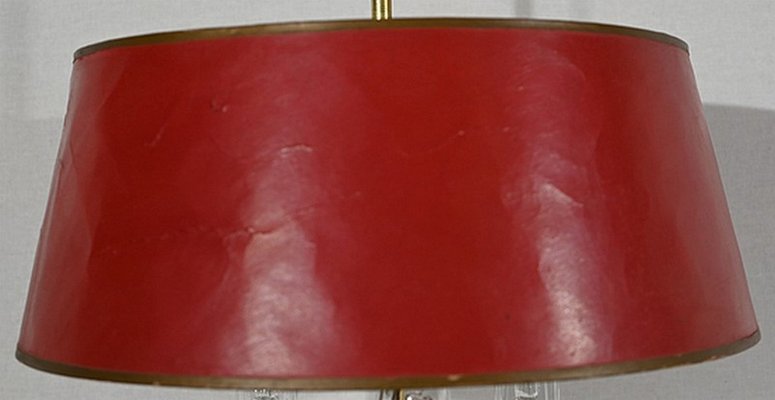 Louis XVI Style Brass Bouillotte Lamp with Red Lampshade, 1890s-RVK-1420370