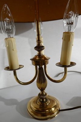 Louis XVI Style Brass Bouillotte Lamp with Red Lampshade, 1890s-RVK-1420370