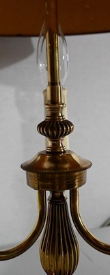 Louis XVI Style Brass Bouillotte Lamp with Red Lampshade, 1890s-RVK-1420370