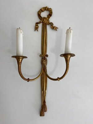 Louis XVI Style Bronze Candleholder Sconces, 1940s, Set of 2-BA-1392711