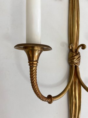 Louis XVI Style Bronze Candleholder Sconces, 1940s, Set of 2-BA-1392711