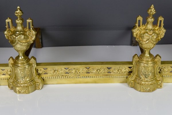 Louis XVI Style Bronze Fireplace Set from Charles Casier, Set of 5-KEG-799441