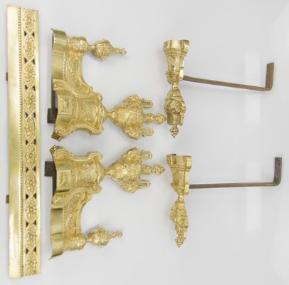 Louis XVI Style Bronze Fireplace Set from Charles Casier, Set of 5-KEG-799441