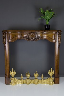 Louis XVI Style Bronze Fireplace Set from Charles Casier, Set of 5-KEG-799441