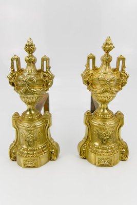 Louis XVI Style Bronze Fireplace Set from Charles Casier, Set of 5-KEG-799441