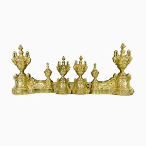 Louis XVI Style Bronze Fireplace Set from Charles Casier, Set of 5-KEG-799441