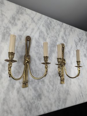 Louis XVI Style Bronze Wall Lights, Set of 2-HLV-2024380