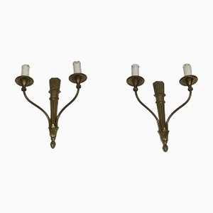 Louis XVI Style Bronze Wall Lights, Set of 2-BA-1365517