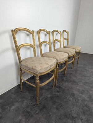 Louis XVI Style Chairs in Gilded Wood, Set of 4-HLV-2024398