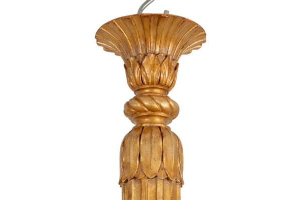 Louis XVI Style Chandelier in Carved and Gilded Wood by Dumez, 1950s-CEJ-1764893