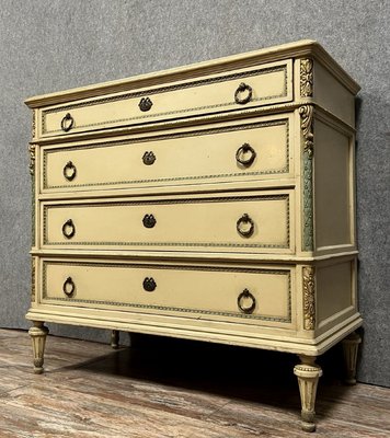 Louis XVI Style Chest of Drawers in Lacquered and Gilded Wood from Valabrega, 1900s-MWB-2016559