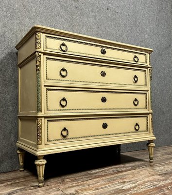 Louis XVI Style Chest of Drawers in Lacquered and Gilded Wood from Valabrega, 1900s-MWB-2016559